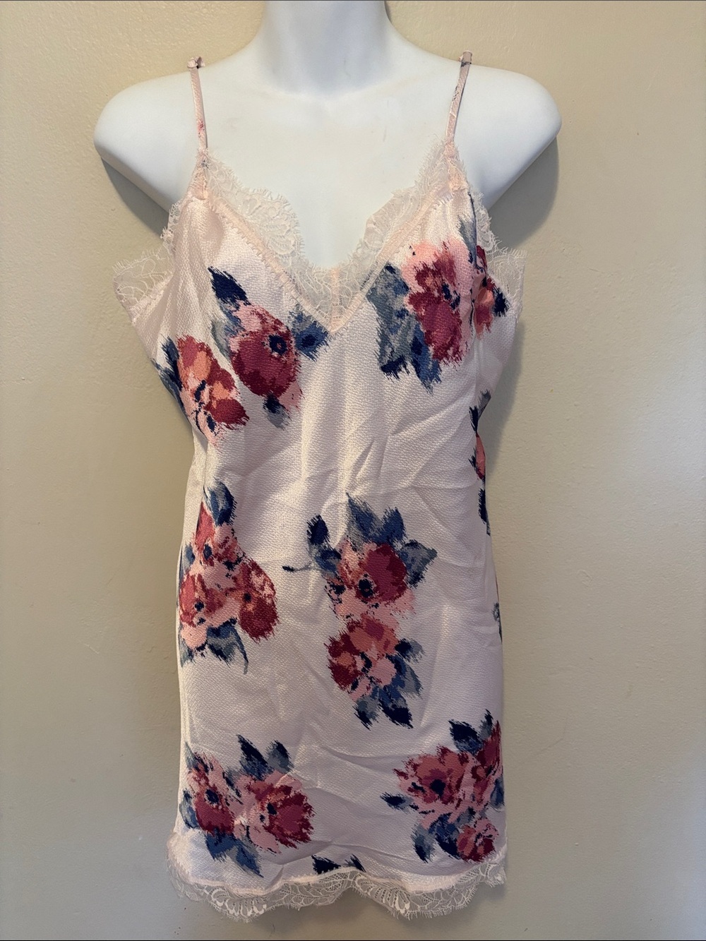 Floral Lace-Trim Slip in Blush Pink